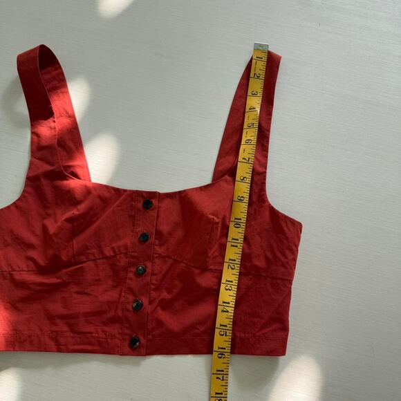 Rust orange cropped tank with buttons in front ~ size small - Picture 2 of 5
